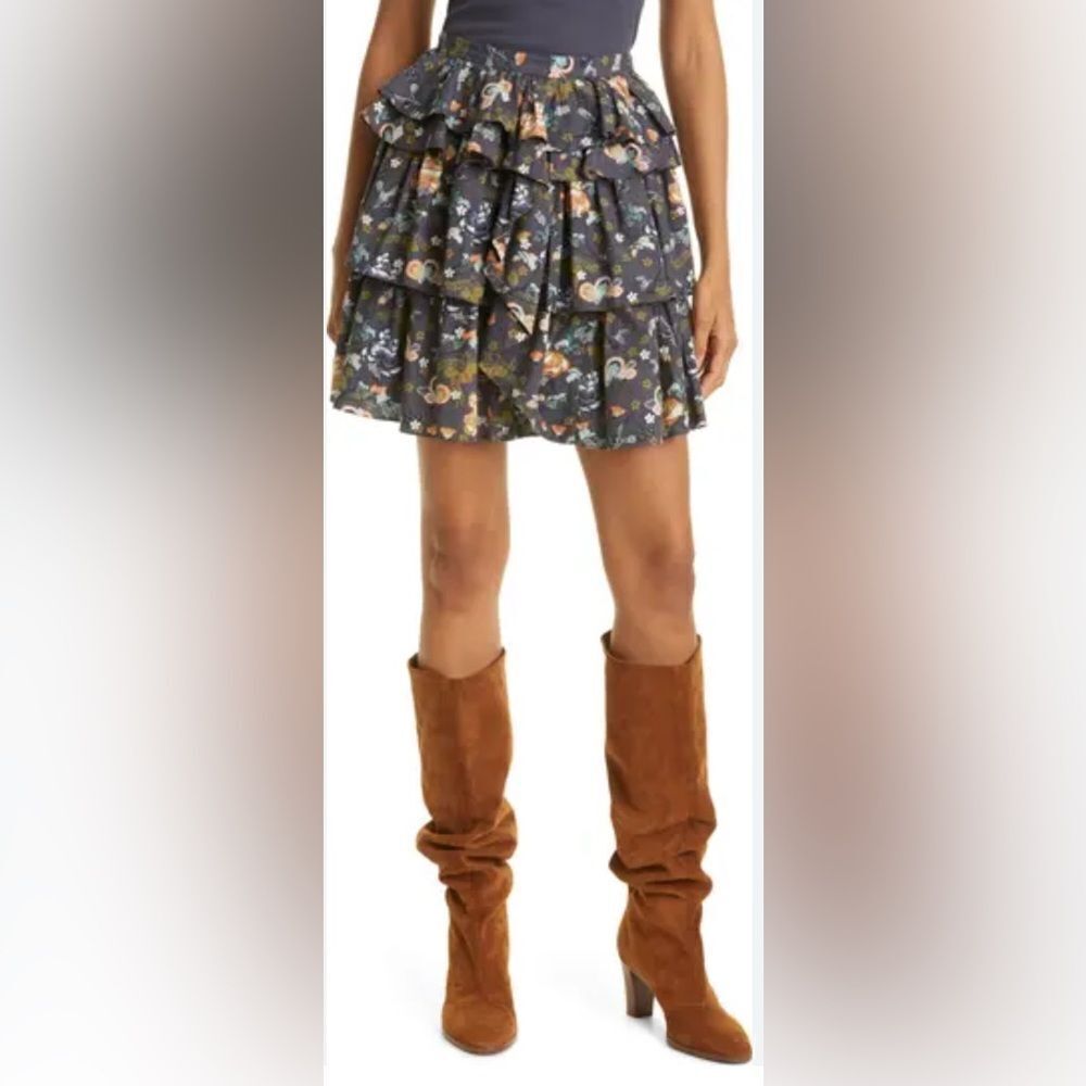 Ulla Johnson Alyssa floral-print ruffled tiered bohemian skirt 4 - Picture 9 of 9